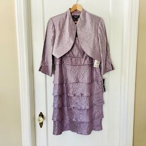 R&M Richard’s Dress & Jacket Set Petite 12 Lavender Formal Wedding Party Event